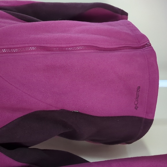 Columbia Fleece Zip Up Color Block Jacket MEDIUM Brown Mauve - Picture 6 of 16